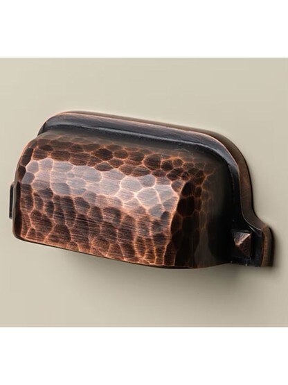 Hammered Craftsman Style Bin Pull in Oil-Rubbed Bronze - 3" Center to Center