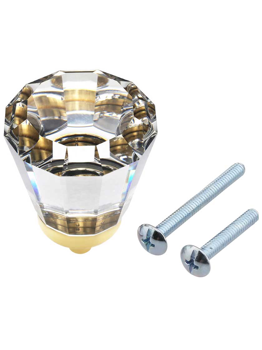 Small Brookmont Crystal Knob With Solid Brass Base House of