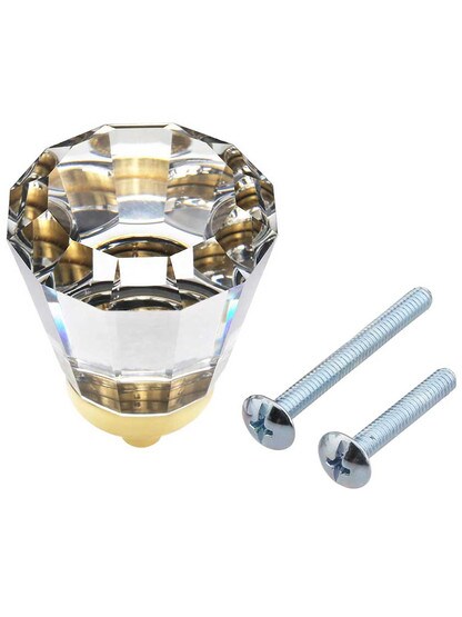 Alternate View 3 of Small Brookmont Crystal Cabinet Knob With Solid Brass Base