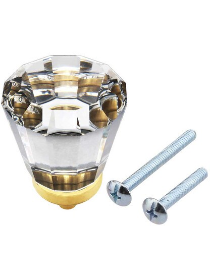 Alternate View 3 of Medium Brookmont Crystal Cabinet Knob With Solid Brass Base