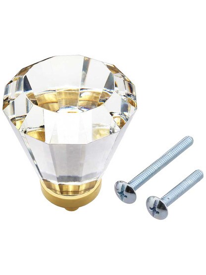 Alternate View 3 of Over-Sized Brookmont Crystal Cabinet Knob With Solid Brass Base