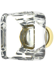 Lido Crystal Glass Cabinet Knob - 1 5/8 inch Square.