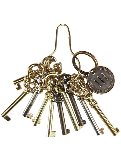 Ring of 10 Unique Barrel Keys For Cabinet and Furniture Locks.