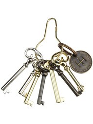 Ring of 7 Unique Barrel Keys For Cabinet & Furniture Locks