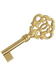 Large Solid Brass Barrel Key with Decorative Bow
