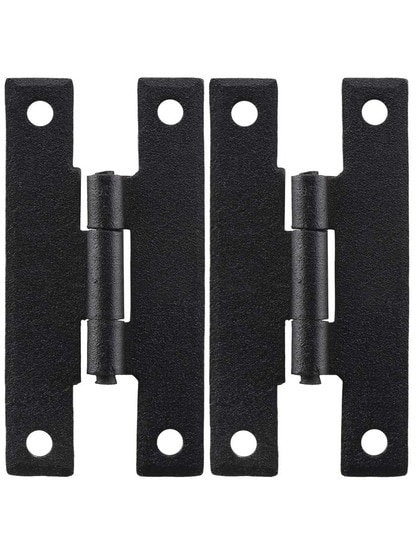 Pair of Hand-Forged H Style Cabinet Hinges - 3 inch H x 1 1/2 inch W.