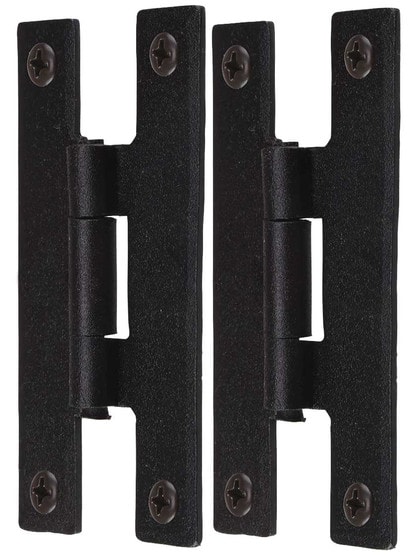 Alternate View of Pair of Hand-Forged H Style Cabinet Hinges - 3 inch H x 1 1/2 inch W.