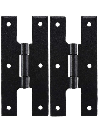 Pair of Hand-Forged H Style Cabinet Hinges - 4 inch H x 1 7/8 inch W.
