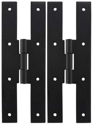 Pair of Hand-Forged H Style Cabinet Hinges - 7 inch H x 2 5/8 inch W.