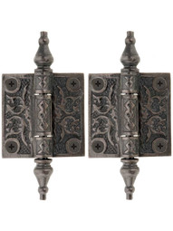 Pair of Decorative Cast Iron Cabinet Hinges - 2 inch x 2 inch