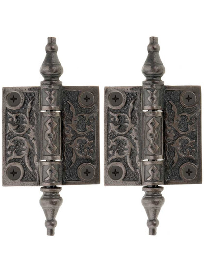 Pair of Decorative Cast Iron Cabinet Hinges - 2 inch x 2 inch