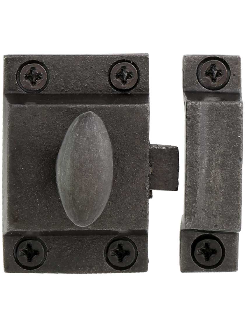 Alternate View of Cast Iron Cabinet Latch With Oval Turn Piece.