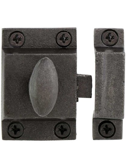 Alternate View of Cast Iron Cabinet Latch With Oval Turn Piece.