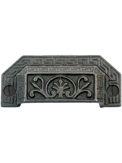 3 1/2 inch Cast Iron Neo-Classical Bin Pull With Antique Pewter Finish