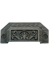 3 1/2" Cast Iron Neo-Classical Bin Pull In Antique Pewter - 2 15/16" Center-to-Center