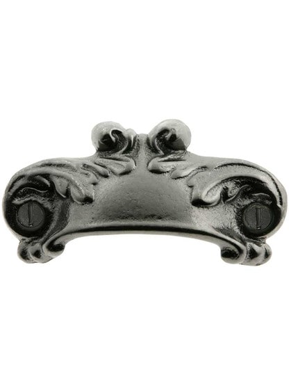 3 3/4 inch Decorative Victorian Iron Bin Pull With Black Nickel Finish