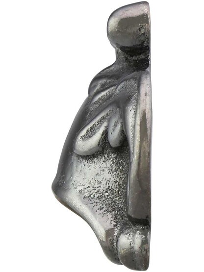 Alternate View of 3 3/4 inch Decorative Victorian Iron Bin Pull With Black Nickel Finish