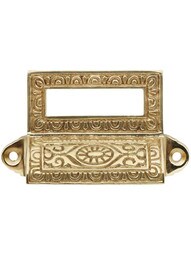 Egg & Dart Solid-Brass Bin Pull with Label Holder - 2 3/4" Center-to-Center