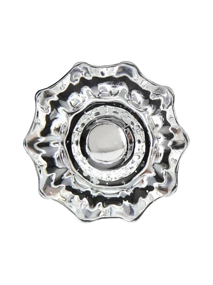 Small Fluted Glass Cabinet Knob With Nickel Bolt