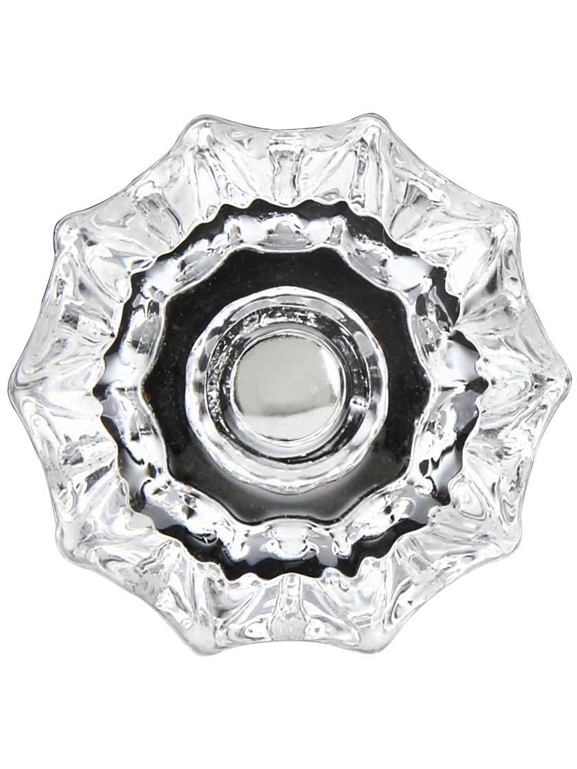 Medium Fluted Glass Knob With Nickel Bolt House of Antique