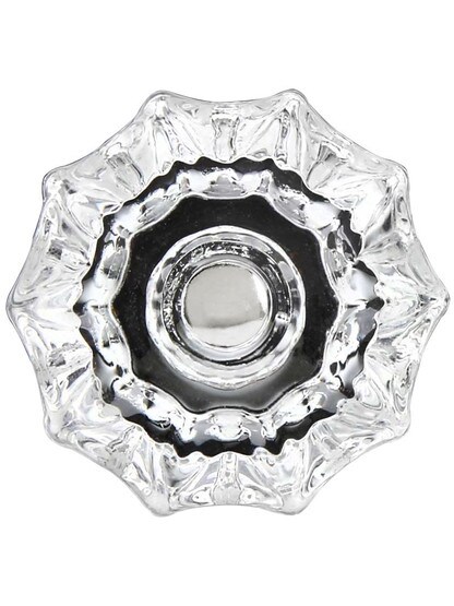 Alternate View 2 of Medium Fluted Glass Cabinet Knob With Nickel Bolt
