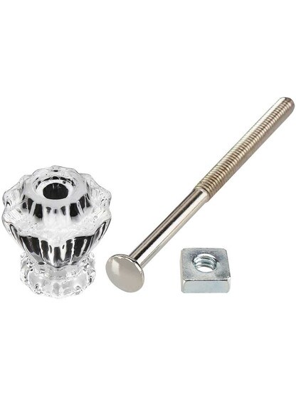 Alternate View 3 of Medium Fluted Glass Cabinet Knob With Nickel Bolt