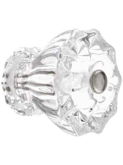 Large Fluted Glass Cabinet Knob With Nickel Bolt