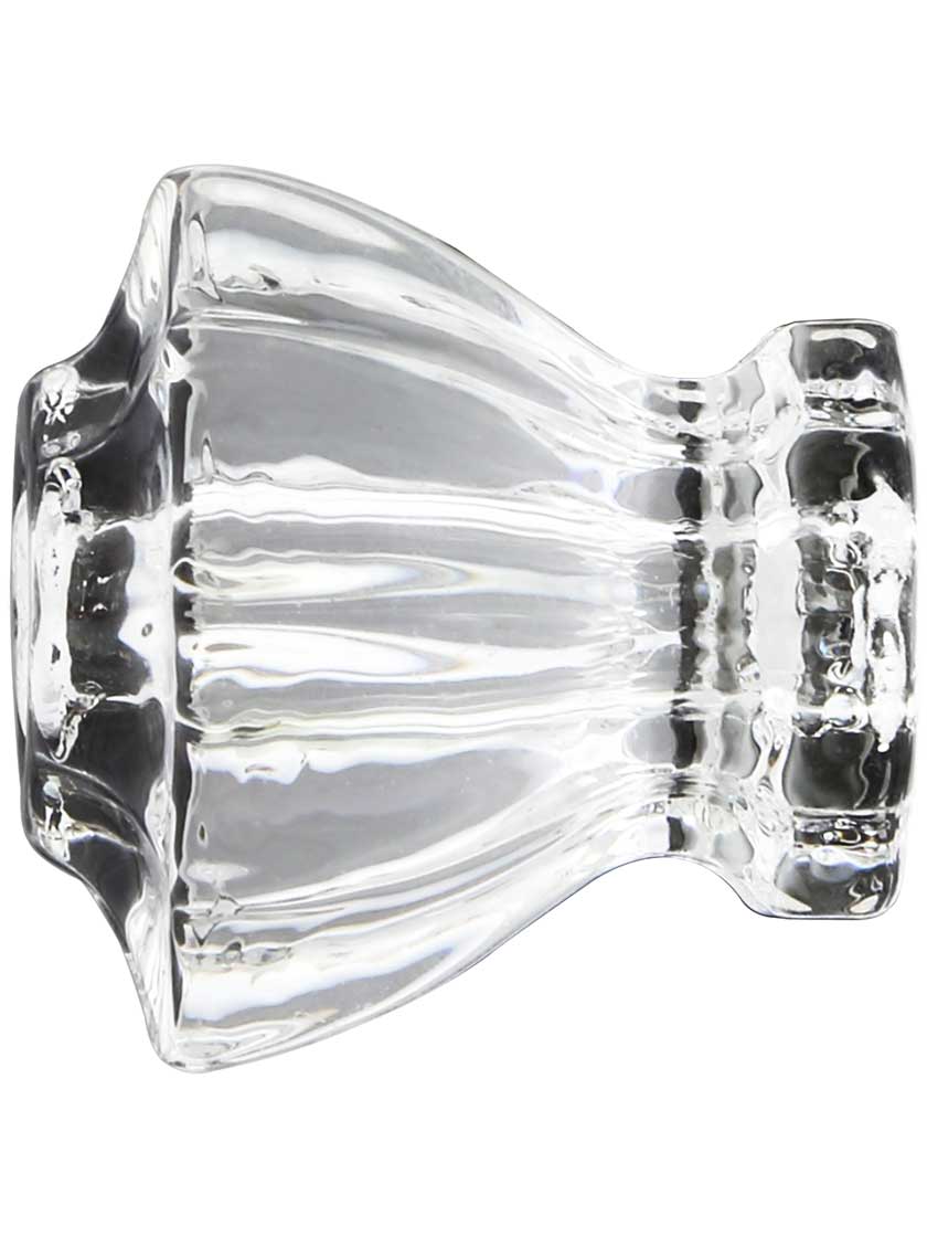 Alternate View of Large Fluted Glass Cabinet Knob With Nickel Bolt