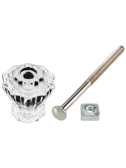 Alternate View 3 of Large Fluted Glass Cabinet Knob With Nickel Bolt