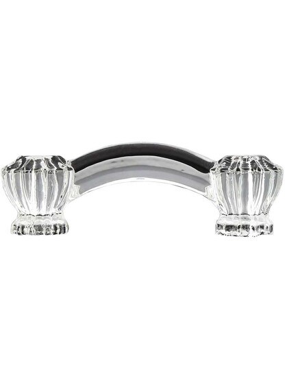 Alternate View of Fluted Glass Bridge Drawer Pull With Nickel Bolts