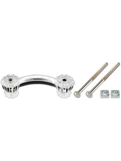 Alternate View 3 of Fluted Glass Bridge Drawer Pull With Nickel Bolts