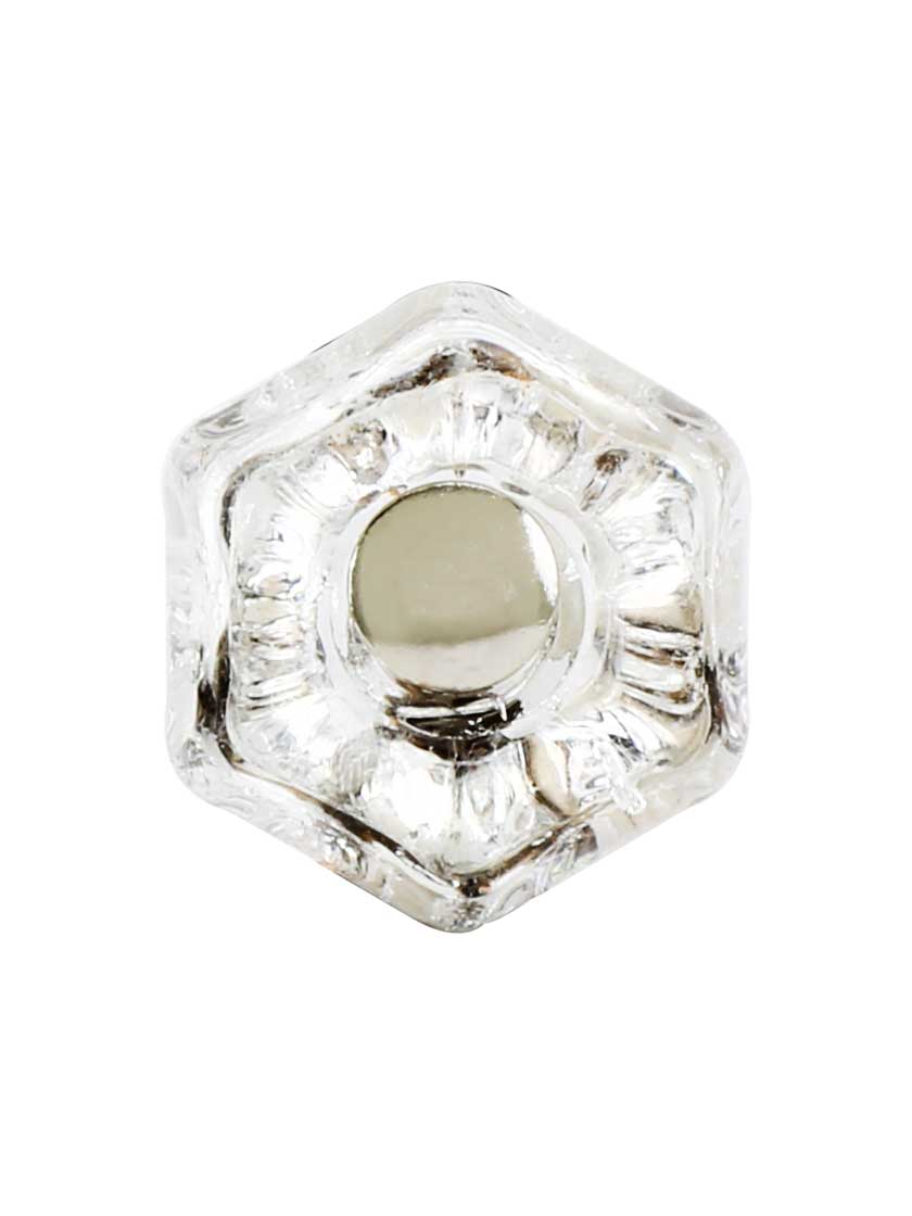 Alternate View 2 of Small Hexagonal Glass Cabinet Knob With Nickel Bolt