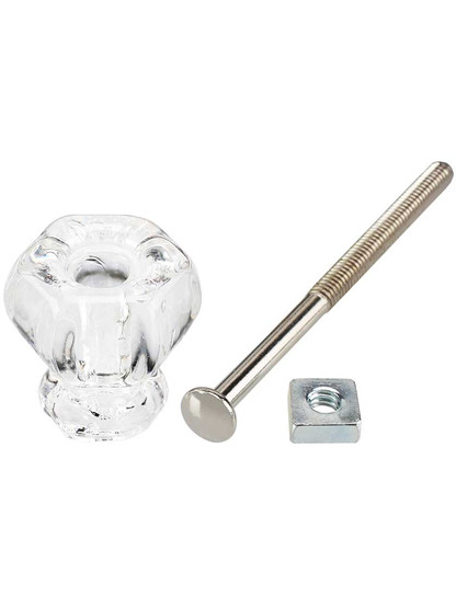 Small Hexagonal Glass Cabinet Knob With Nickel Bolt