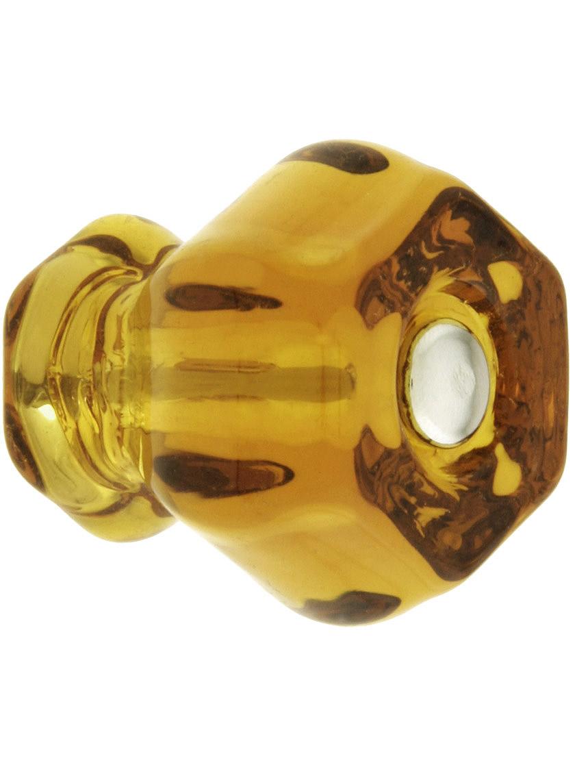Medium Hexagonal Glass Knob With Nickel Bolt House of Antique