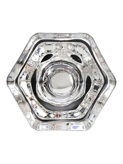 Medium Hexagonal Glass Cabinet Knob With Nickel Bolt