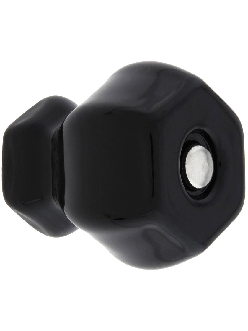 Large Hexagonal Glass Knob With Nickel Bolt House of Antique