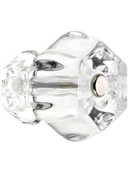 Large Hexagonal Clear Glass Cabinet Knob With Nickel Bolt.