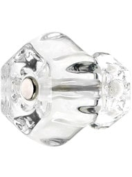 Large Hexagonal Glass Cabinet Knob With Nickel Bolt