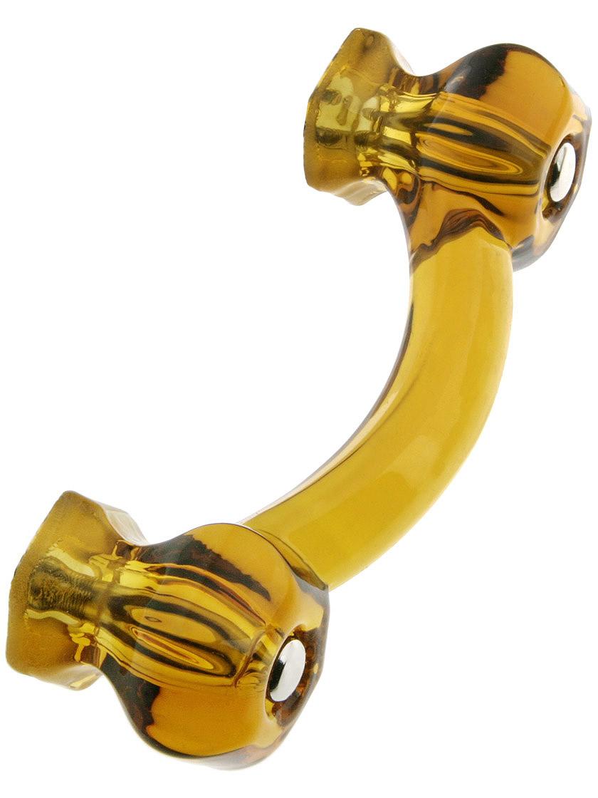 Hexagonal Glass Bridge Drawer Pull With Nickel Bolts House of Antique