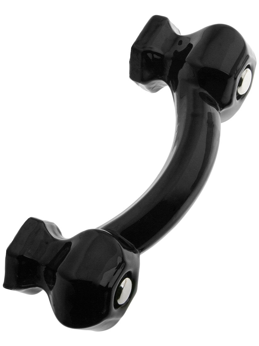 Hexagonal Glass Bridge Drawer Pull With Nickel Bolts House of Antique