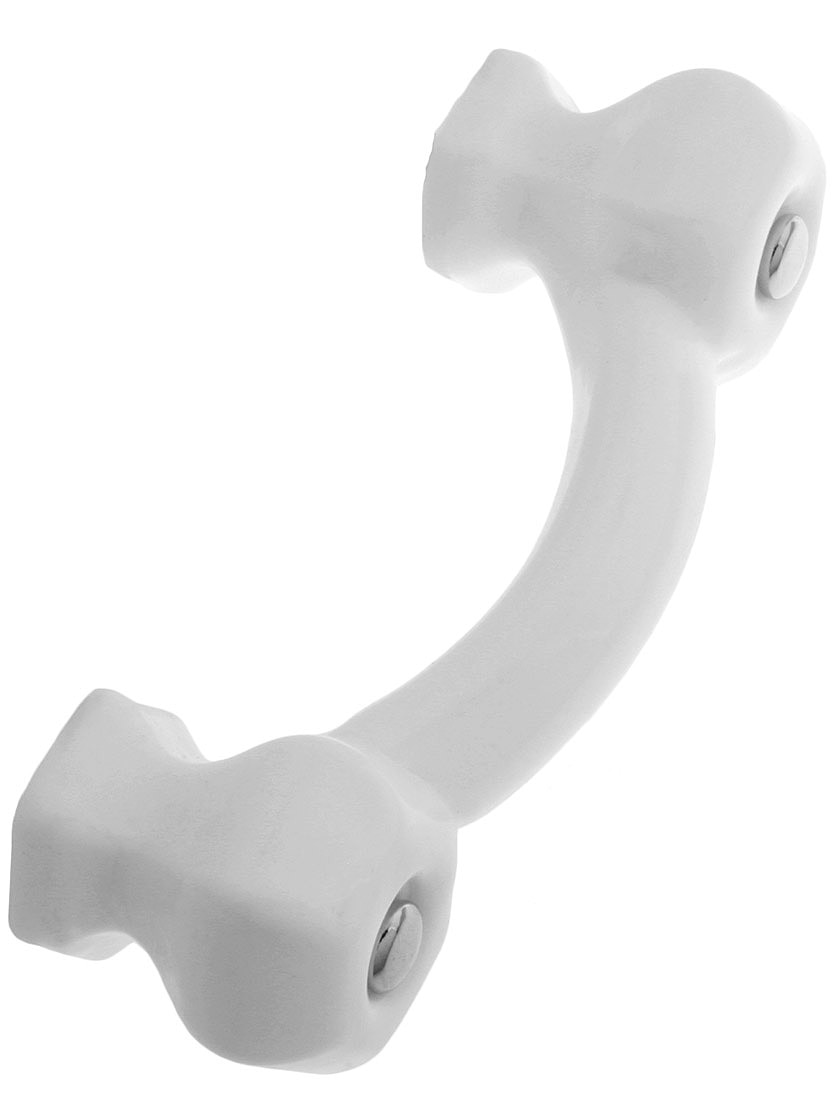 Hexagonal Glass Bridge Drawer Pull With Nickel Bolts House of Antique