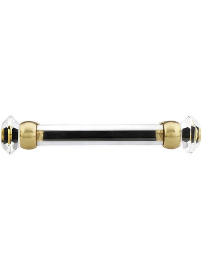 Alternate View 2 of 4 inch On Center Hexagonal Cut Glass Handle With Solid Brass Bases.