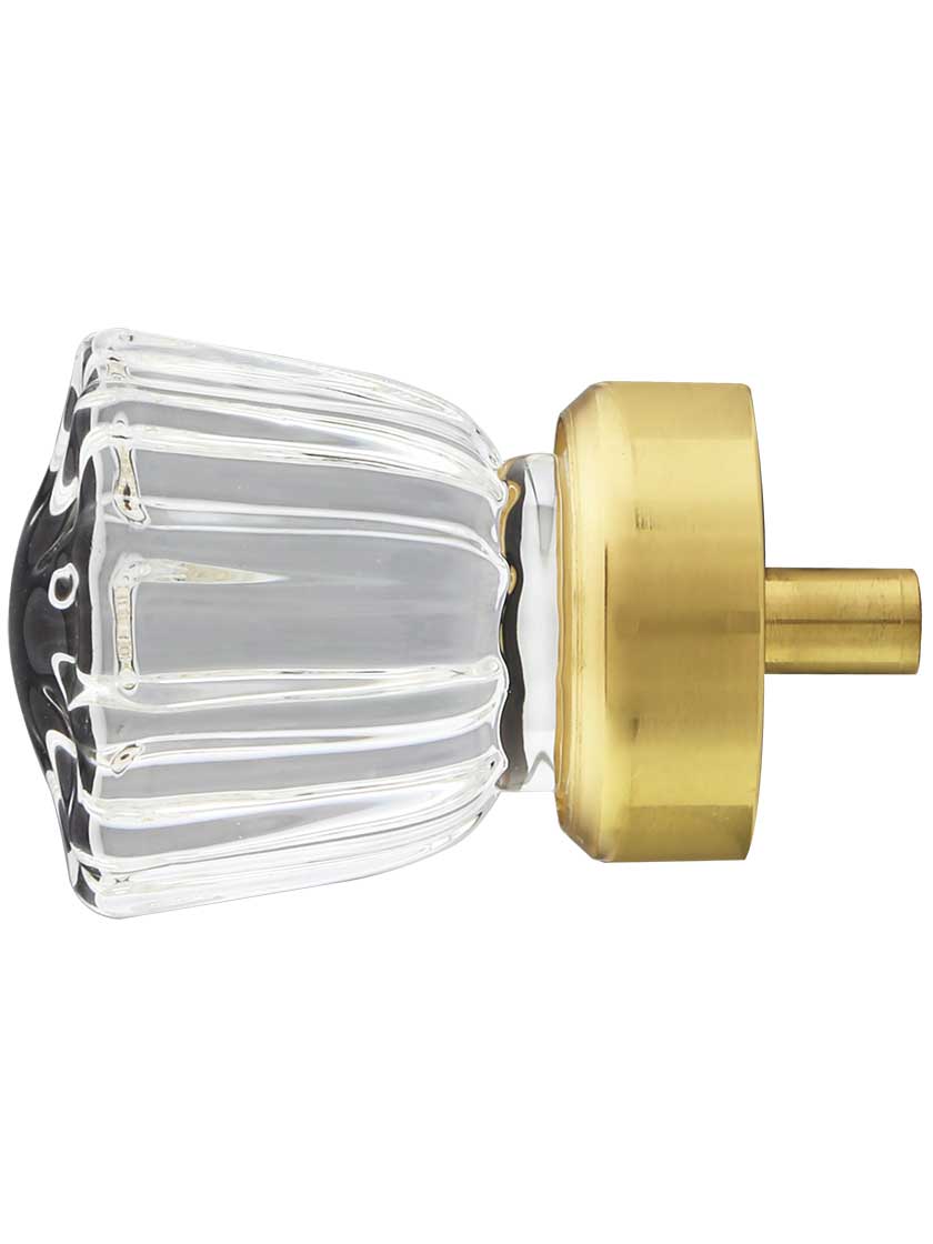 Tall Fluted Glass Knob With Solid Brass Base