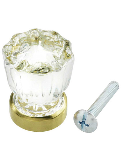 Tall Fluted Glass Knob With Solid Brass Base
