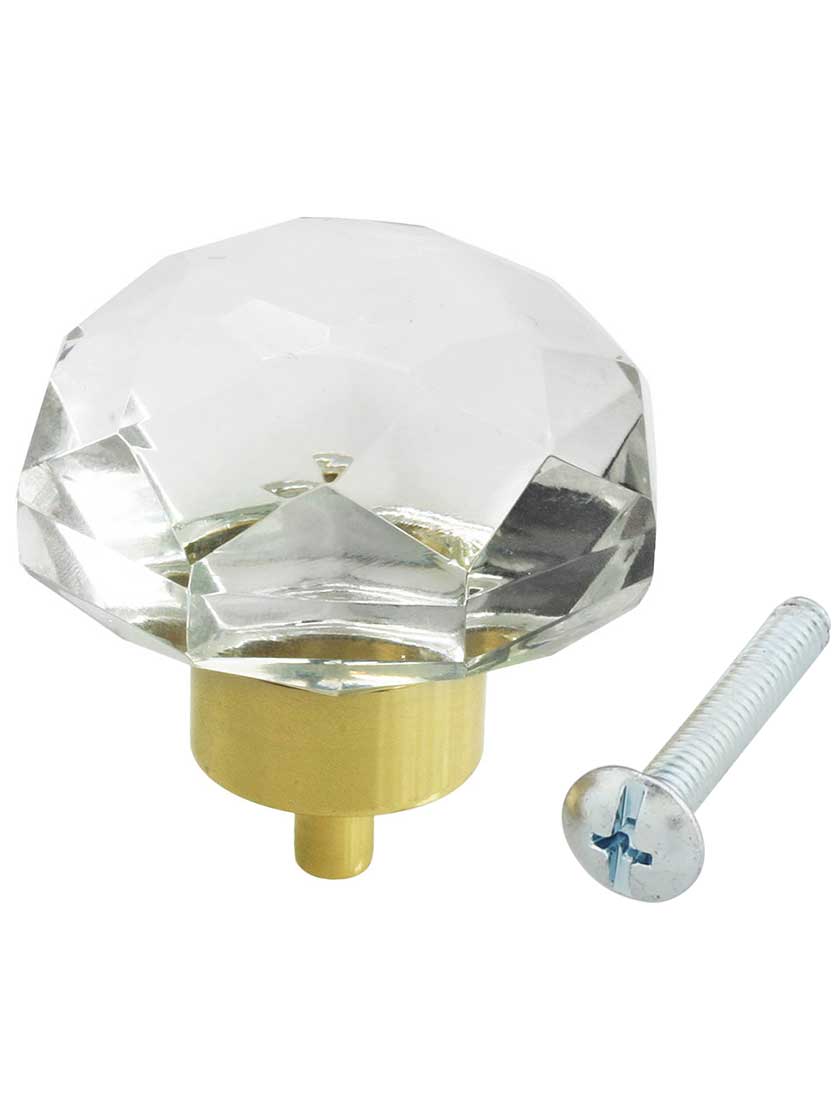 Extra Large Diamond Style Knob With Solid Brass Base House of Antique