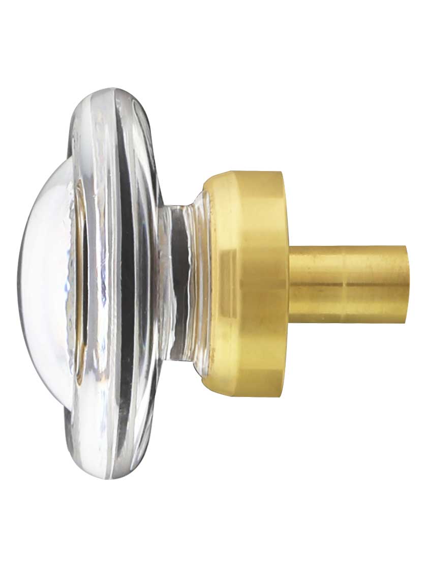 Round Glass Disk Knob With Solid Brass Base