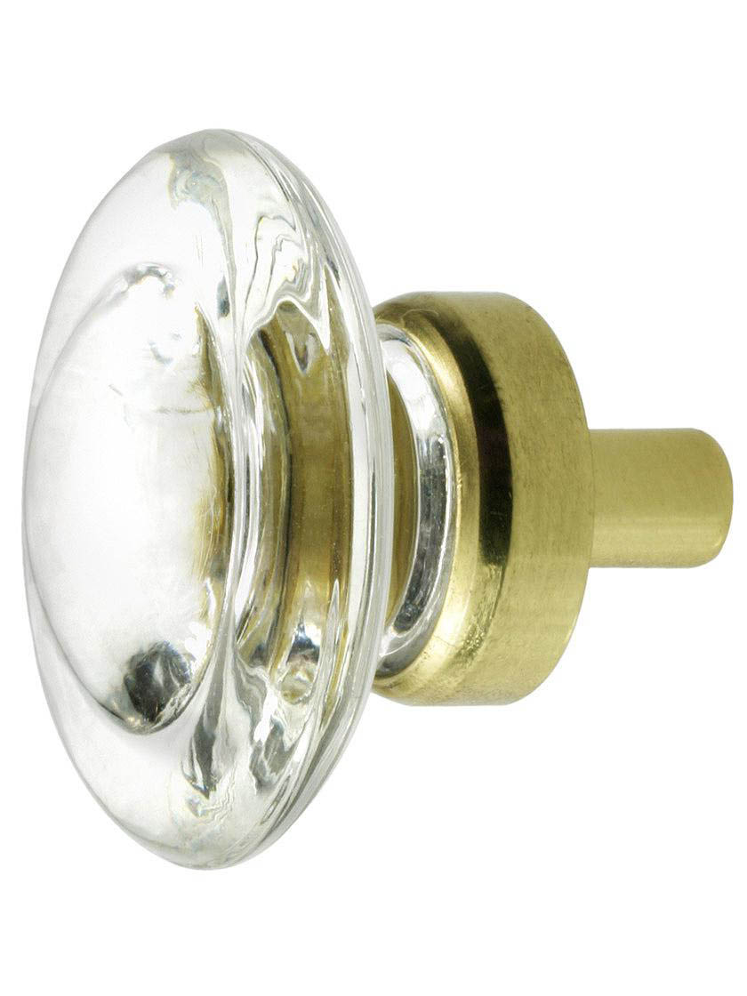 Round Glass Disk Knob With Solid Brass Base