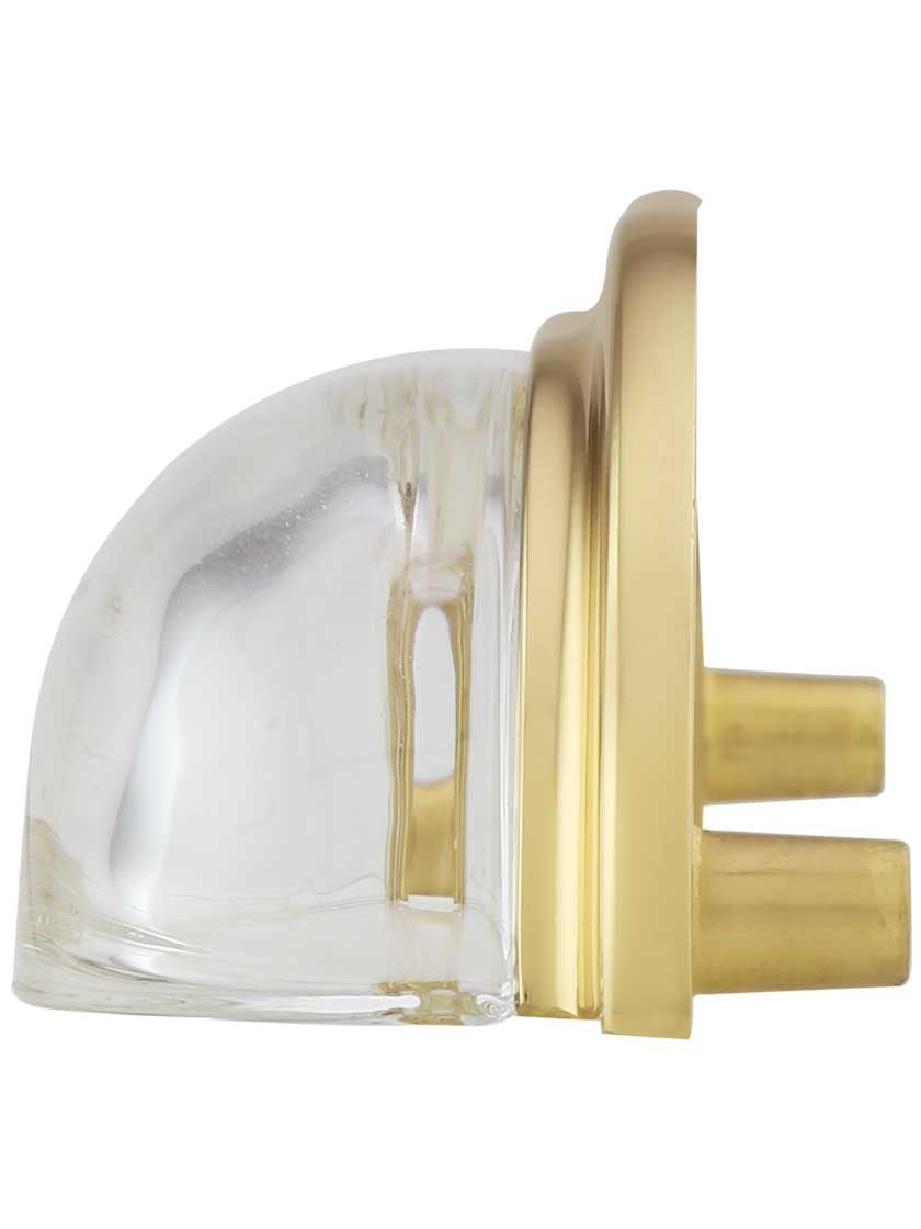 Alternate View of Clear-Glass Cup Pull with Solid-Brass Base - 4-Inch Center-to-Center.