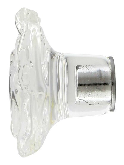 Alternate View of Rose Design Clear-Glass Cabinet Knob with Brass Base - 1 1/2 inch Diameter.