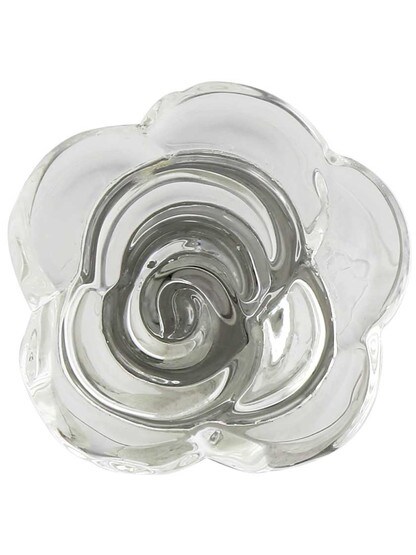 Alternate View 2 of Rose Design Clear-Glass Cabinet Knob with Brass Base - 1 1/2 inch Diameter.